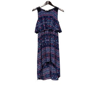 Pinc Premium Girls Lace Overlay Blue Multicolor High Low Sundress Dress Sz XL